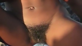 African-American Woman Enjoys Outdoor Public Intimacy