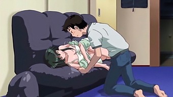 Anime Illustration Of A Young Woman With A Small Vagina Riding Her Partner'S Penis