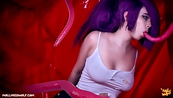 Mollyredwolf在cosplaying Futurama中被外星人用触手怀孕