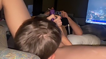 Purple-Haired Caretaker Encourages Quad To Try Out New Sex Toy