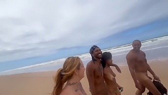 Nudist Beach Encounter With Attractive Friends, Captured On Video